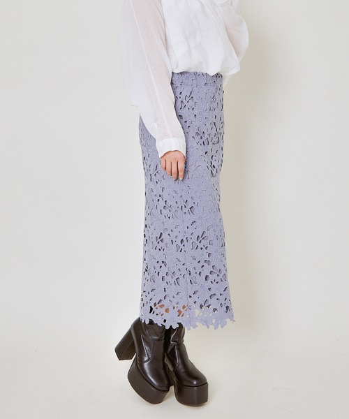 GORGE(ゴージ)の「《総レース×タイトシルエット》レディース ナロースカート ロング丈 体型カバー 春夏秋冬(スカート・レディース・ブラック/アイボリー/ブルー・F)」の12枚目の写真