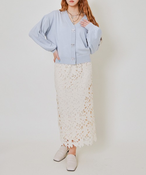 GORGE(ゴージ)の「《総レース×タイトシルエット》レディース ナロースカート ロング丈 体型カバー 春夏秋冬(スカート・レディース・ブラック/アイボリー/ブルー・F)」の15枚目の写真