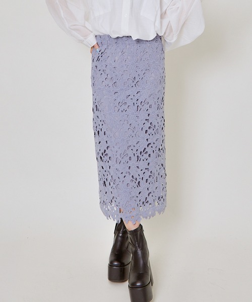 GORGE(ゴージ)の「《総レース×タイトシルエット》レディース ナロースカート ロング丈 体型カバー 春夏秋冬(スカート・レディース・ブラック/アイボリー/ブルー・F)」の19枚目の写真