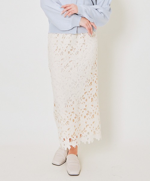 GORGE(ゴージ)の「《総レース×タイトシルエット》レディース ナロースカート ロング丈 体型カバー 春夏秋冬(スカート・レディース・ブラック/アイボリー/ブルー・F)」の18枚目の写真