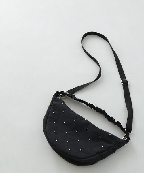 専用！！スタッズ装飾 ブラック ショルダーバッグ セール】◇マイクロスタッズムーンショルダーバッグ（ショルダー