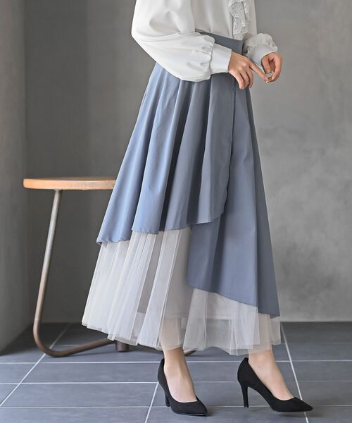チュール切替アシンメトリーロングスカート（スカート）｜rps（アール