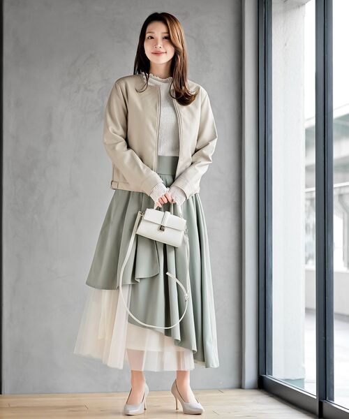 rps（アールピーエス）の「チュール切替アシンメトリーロングスカート（スカート・レディース・ブラック/ベージュ/ライトカーキ/チャコールグレー/ネイビー/グレイッシュブルー・フリー）」の11枚目の写真