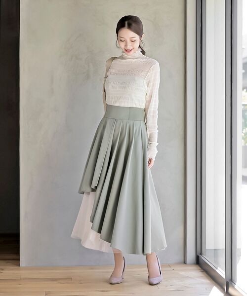 チュール切替アシンメトリーロングスカート（スカート）｜rps（アール