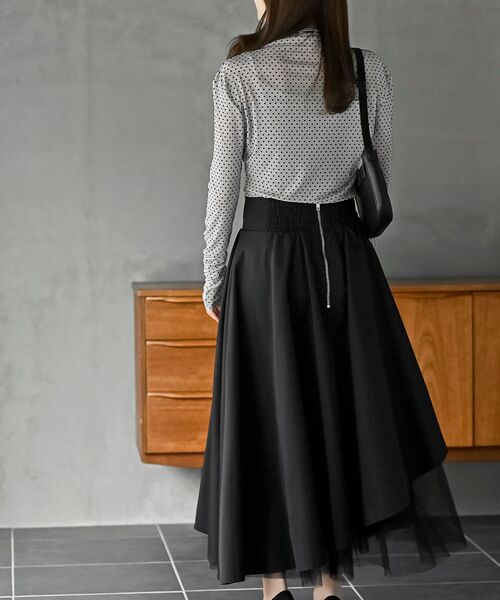 rps（アールピーエス）の「チュール切替アシンメトリーロングスカート（スカート・レディース・ブラック/ベージュ/ライトカーキ/チャコールグレー/ネイビー/グレイッシュブルー・フリー）」の16枚目の写真