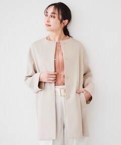セール】ウールカシミヤビーバー ノーカラー コート（ノーカラーコート