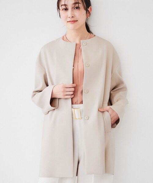 UNTITLED（アンタイトル）の「ダブルクロス ノーカラーコート（ノーカラーコート・レディース・ネイビー/ライトベージュ・04/46/48/50/42/00/01/02/03/44）」の21枚目の写真