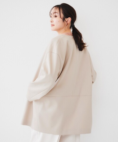 UNTITLED（アンタイトル）の「ダブルクロス ノーカラーコート（ノーカラーコート・レディース・ネイビー/ライトベージュ・04/46/48/50/42/00/01/02/03/44）」の3枚目の写真