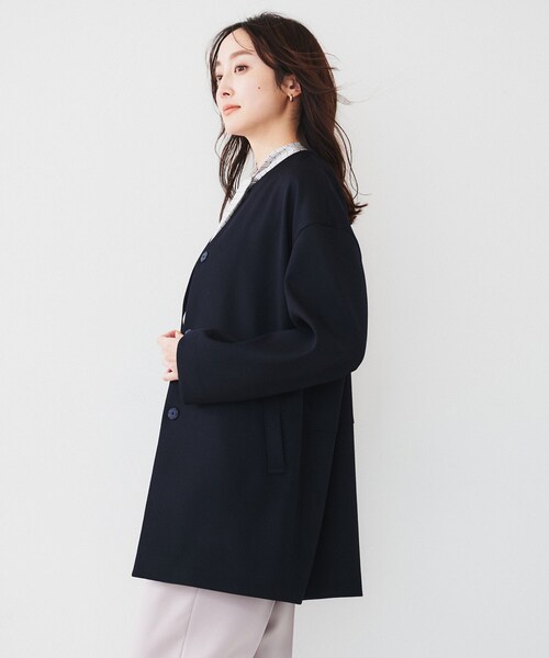 UNTITLED（アンタイトル）の「ダブルクロス ノーカラーコート（ノーカラーコート・レディース・ネイビー/ライトベージュ・04/46/48/50/42/00/01/02/03/44）」の8枚目の写真