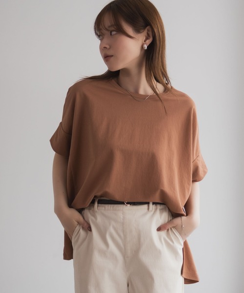 NAVY(ネイビー)の「nAvy SARARI ドルマンTシャツ(Tシャツ/カットソー・レディース・オレンジ/ライトベージュ/グレー系その他/モカ・L/M)」の1枚目の写真