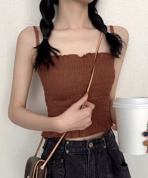 ALTROSE(アルトローズ)の「カップ付き ブラトップ シャーリングⅡ(キャミソール・レディース・ブラック/グレー/グリーン/ホワイト/ブラウン・FREE)」の7枚目の写真