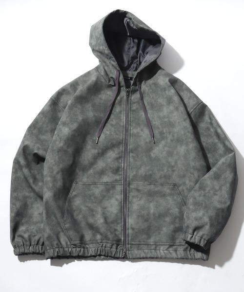 セール】ヴィンテージライク ケミカル加工フェイクレザーブルゾン