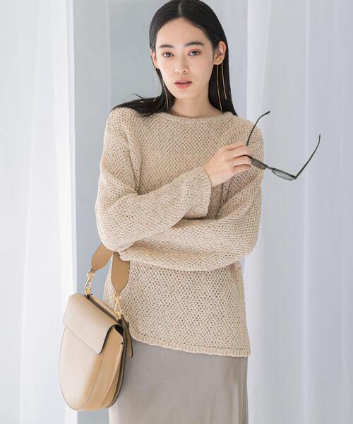 URBAN RESEARCH ROSSO WOMEN(アーバンリサーチ ロッソ)の「透かし編みラメニット(ニット/セーター・レディース・ベージュ/ミント・FREE)」の6枚目の写真