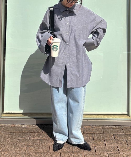 ISOOK(アイスー)の「【ISOOK / アイスー】ワイドスリーブオックスシャツ / レギュラーカラー オーバーサイズ ルーズ 袖コンシャス 白 黒 ホワイト ブラック ブルー ZOZOTOWN限定(シャツ/ブラウス・レディース・ブルー/ブラック/ホワイト・FREE)」の13枚目の写真
