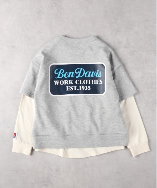 BEN DAVIS(ベンデイビス)の「BEN DAVIS(ベンデイビス)レイヤード長袖Tシャツ(その他トップス・キッズ・ダークグレー/グレー・130/140/150/160)」の1枚目の写真