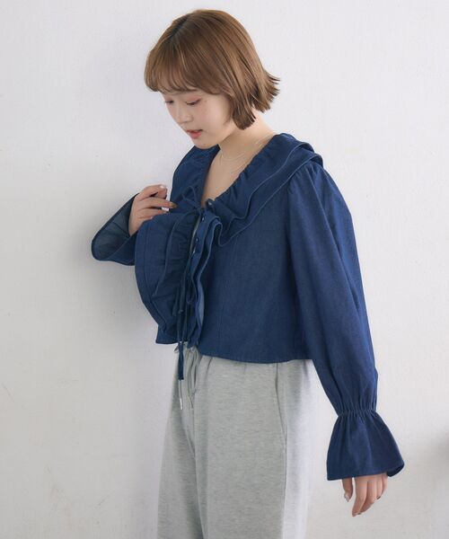RETRO GIRL(レトロガール)の「デニムフリルボレロ(シャツ/ブラウス・レディース・ブラック/ブルー/ライトブルー・FREE)」の18枚目の写真