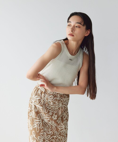 EMMEL REFINES（エメルリファインズ）の「＜EMMEL REFINES＞EM シャーリング ジャカード タンクトップ（タンクトップ・レディース・ダークグレー/ホワイト・FREE）」の3枚目の写真