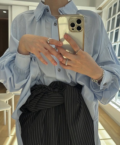 WILLFULLY（ウィルフリー）の「frill shoulder stripe ribbon tie all  