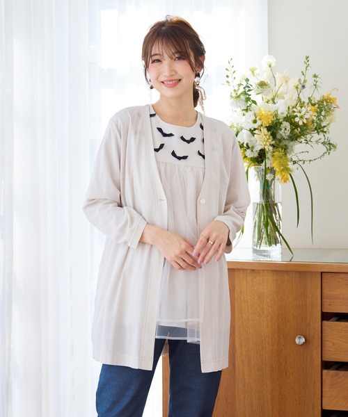 Rose Tiara(ローズティアラ)の「ペプラムカーディガン(カーディガン/ボレロ・レディース・ベージュ/ブラック/オフホワイト・38/42/46)」の3枚目の写真
