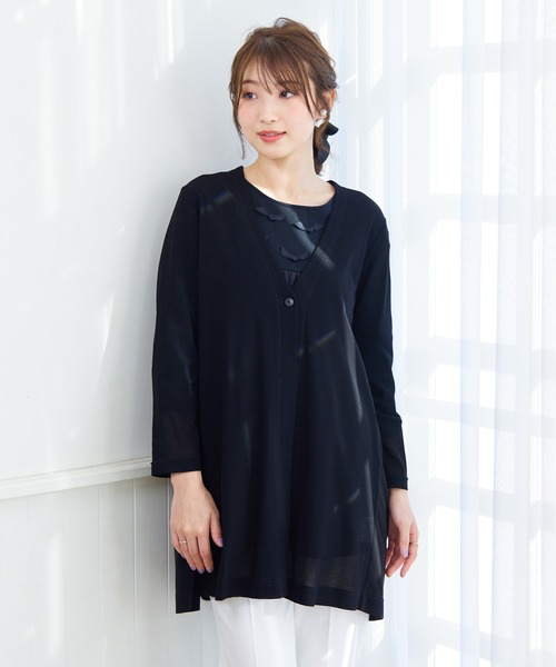 Rose Tiara(ローズティアラ)の「ペプラムカーディガン(カーディガン/ボレロ・レディース・ベージュ/ブラック/オフホワイト・38/42/46)」の2枚目の写真