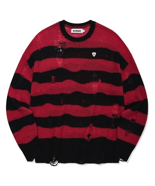 ニット セーター KIRSH PICK WAPPEN DAMAGE STRIPE KNIT キルシー ピック ワッペン ダメージ ストライプ ニット KIRSH PICK WAPPEN DAMAGE STRIPE KNIT キルシー ピック