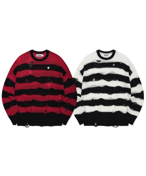 ニット セーター KIRSH PICK WAPPEN DAMAGE STRIPE KNIT キルシー ピック ワッペン ダメージ ストライプ ニット セール】KIRSH MIDDLE CHERRY TWIST V-NECK KNIT/キルシーミドル