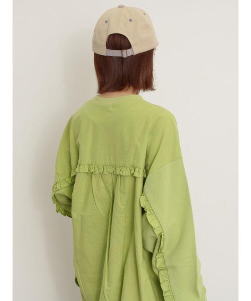 Samansa Mos2（サマンサ モスモス）の「袖タテフリルスウェット（Tシャツ/カットソー・レディース・チャコールグレー/オフホワイト/グリーン/レッド・F）」の3枚目の写真