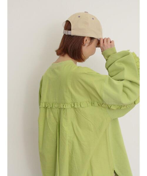 Samansa Mos2（サマンサ モスモス）の「袖タテフリルスウェット（Tシャツ/カットソー・レディース・チャコールグレー/オフホワイト/グリーン/レッド・F）」の5枚目の写真