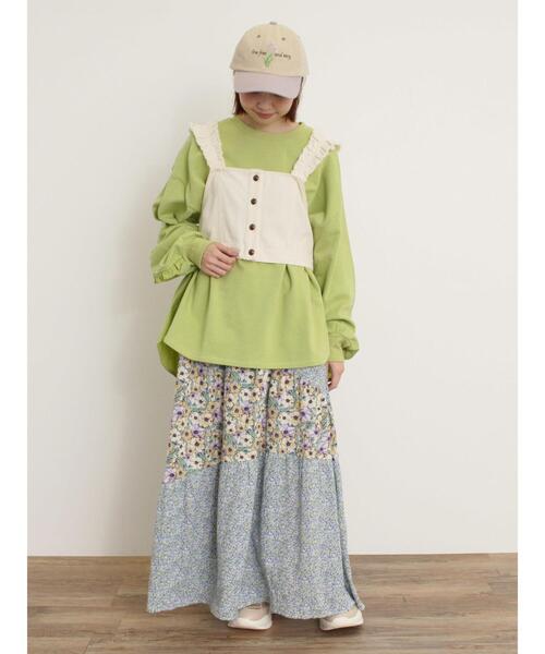 Samansa Mos2（サマンサ モスモス）の「袖タテフリルスウェット（Tシャツ/カットソー・レディース・チャコールグレー/オフホワイト/グリーン/レッド・F）」の8枚目の写真