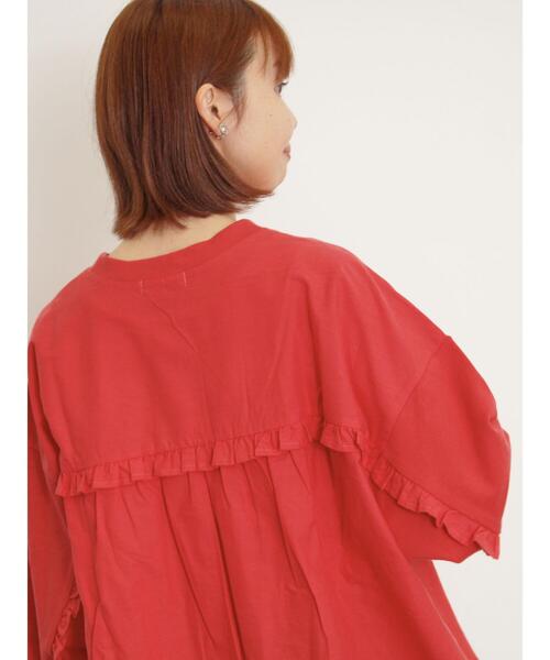 Samansa Mos2（サマンサ モスモス）の「袖タテフリルスウェット（Tシャツ/カットソー・レディース・チャコールグレー/オフホワイト/グリーン/レッド・F）」の11枚目の写真