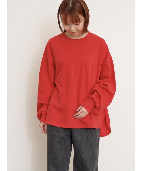 Samansa Mos2（サマンサ モスモス）の「袖タテフリルスウェット（Tシャツ/カットソー・レディース・チャコールグレー/オフホワイト/グリーン/レッド・F）」の14枚目の写真