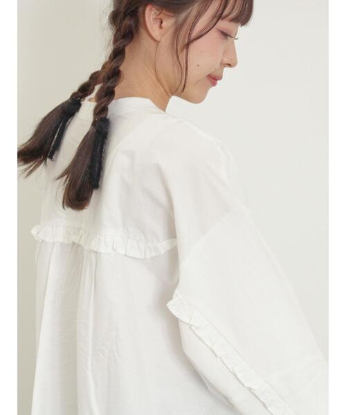 Samansa Mos2（サマンサ モスモス）の「袖タテフリルスウェット（Tシャツ/カットソー・レディース・チャコールグレー/オフホワイト/グリーン/レッド・F）」の17枚目の写真