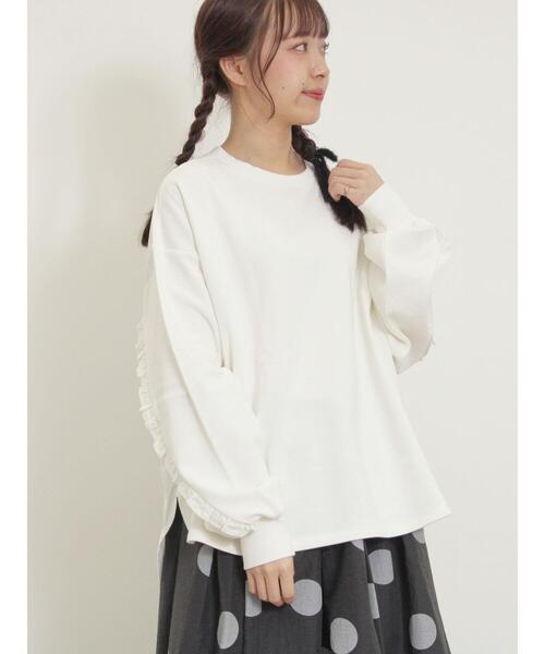 Samansa Mos2（サマンサ モスモス）の「袖タテフリルスウェット（Tシャツ/カットソー・レディース・チャコールグレー/オフホワイト/グリーン/レッド・F）」の19枚目の写真