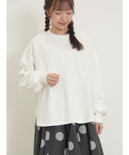 Samansa Mos2（サマンサ モスモス）の「袖タテフリルスウェット（Tシャツ/カットソー・レディース・チャコールグレー/オフホワイト/グリーン/レッド・F）」の20枚目の写真