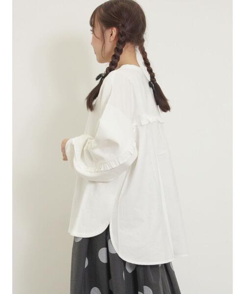 Samansa Mos2（サマンサ モスモス）の「袖タテフリルスウェット（Tシャツ/カットソー・レディース・チャコールグレー/オフホワイト/グリーン/レッド・F）」の21枚目の写真