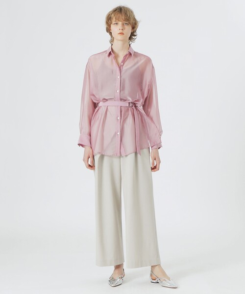 【美品】LOVELESS オシャレが楽しくなる！着るだけで可愛くなれるシャツ 手洗い可】シャンブルオーガンシアーシャツ(トップス)｜LOVELESS