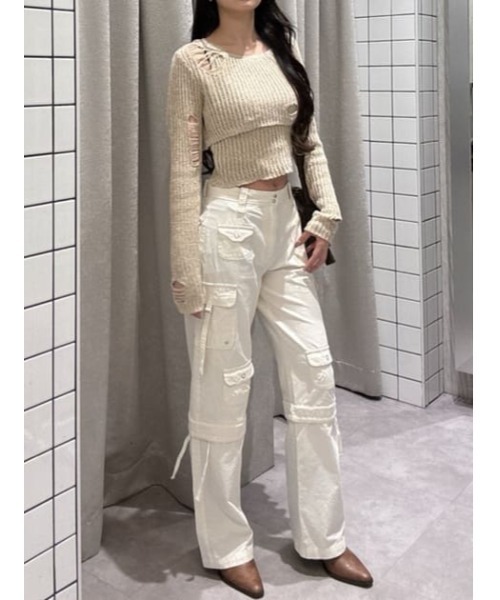 LAGUA GEM(ラグアジェム)の「2WAY POCKET MILITARY パンツ(カーゴパンツ・レディース・アイボリー/ライトブルー/チャコールグレー・X-SMALL/SMALL/MEDIUM)」の22枚目の写真