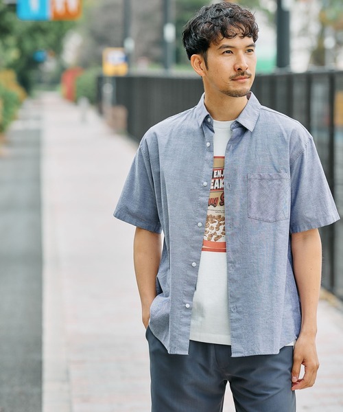 FOUND GOOD（ファウンドグッド）の「オックスSSシャツ（シャツ/ブラウス・メンズ・ホワイト系1/グレー系/ブルー系/ネイビー・XL/L/M）」の3枚目の写真