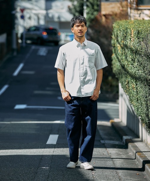 FOUND GOOD（ファウンドグッド）の「オックスSSシャツ（シャツ/ブラウス・メンズ・ホワイト系1/グレー系/ブルー系/ネイビー・XL/L/M）」の5枚目の写真