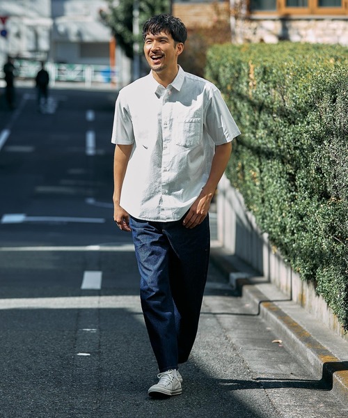 FOUND GOOD（ファウンドグッド）の「オックスSSシャツ（シャツ/ブラウス・メンズ・ホワイト系1/グレー系/ブルー系/ネイビー・XL/L/M）」の6枚目の写真