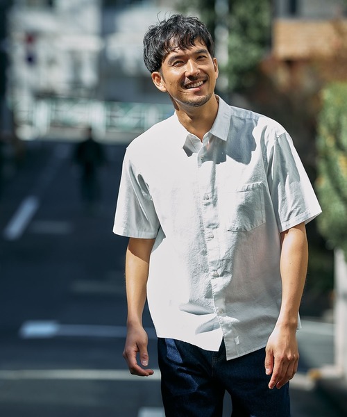 FOUND GOOD（ファウンドグッド）の「オックスSSシャツ（シャツ/ブラウス・メンズ・ホワイト系1/グレー系/ブルー系/ネイビー・XL/L/M）」の9枚目の写真