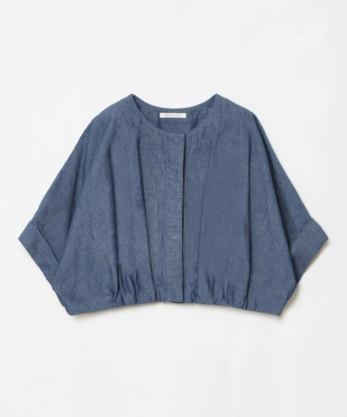 セール】コットンリネンブレンドクロップドジャケット（ノー