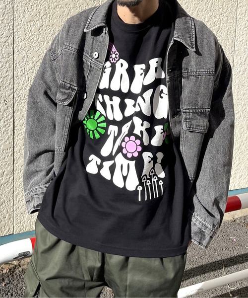 spiritoso(スピリトーゾ)の「【spiritoso】レトロヒッピービッグシルエットTシャツ(CP)(Tシャツ/カットソー・レディース・ネイビー/ブラック/ホワイト・M/L)」の14枚目の写真