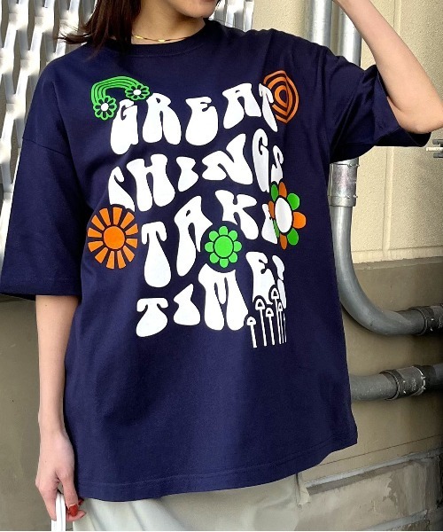 spiritoso(スピリトーゾ)の「【spiritoso】レトロヒッピービッグシルエットTシャツ(CP)(Tシャツ/カットソー・レディース・ネイビー/ブラック/ホワイト・M/L)」の17枚目の写真