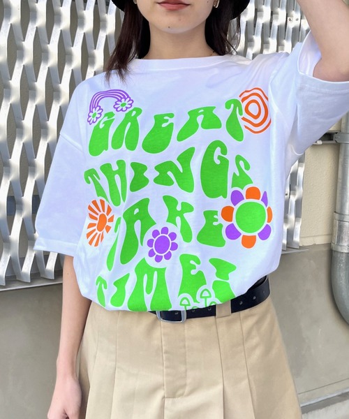 spiritoso(スピリトーゾ)の「【spiritoso】レトロヒッピービッグシルエットTシャツ(CP)(Tシャツ/カットソー・レディース・ネイビー/ブラック/ホワイト・M/L)」の22枚目の写真