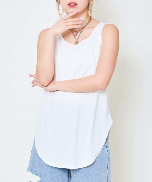 GORGE(ゴージ)の「《ラウンドヘム×ロング丈》万能レイヤードタンク(タンクトップ・レディース・ブラック/オフホワイト・F)」の11枚目の写真