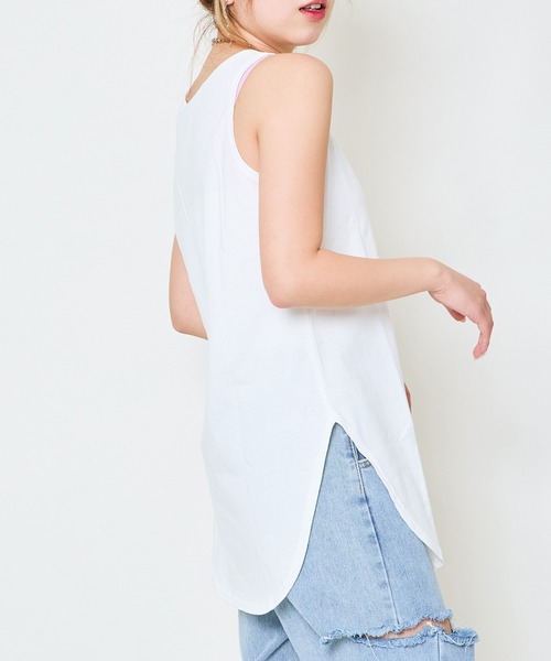 GORGE(ゴージ)の「《ラウンドヘム×ロング丈》万能レイヤードタンク(タンクトップ・レディース・ブラック/オフホワイト・F)」の8枚目の写真
