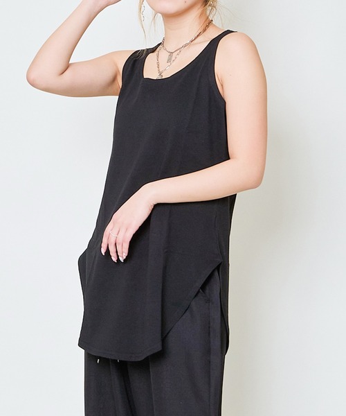 GORGE(ゴージ)の「《ラウンドヘム×ロング丈》万能レイヤードタンク(タンクトップ・レディース・ブラック/オフホワイト・F)」の3枚目の写真