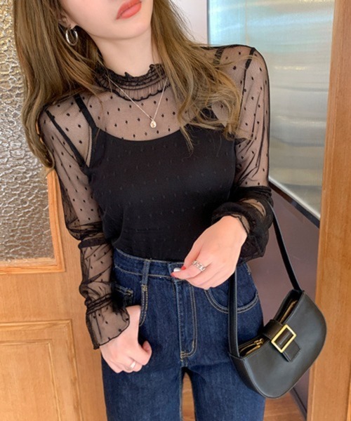 CERCA(チェルカ)の「Nia(ニア)/ハイネックシースルー レースカットソー トップス(Tシャツ/カットソー・レディース・ホワイト系2/ホワイト系その他2/ホワイト系その他/ブラック系その他2/ホワイト系1・LARGE/MEDIUM)」の9枚目の写真