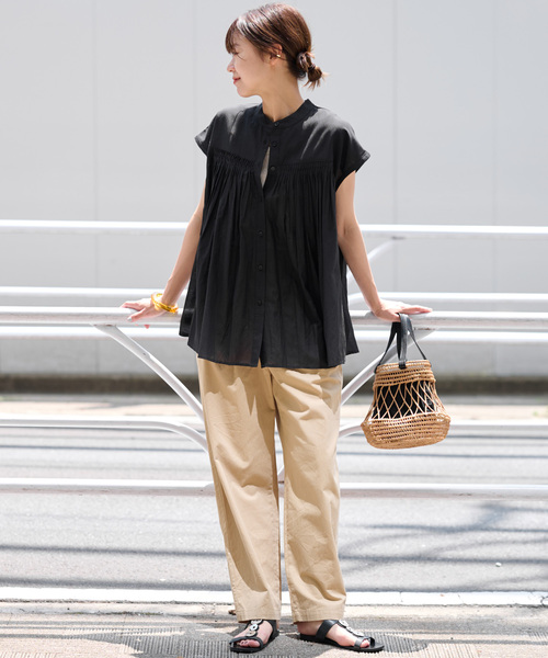 追加》手洗い可 / ボイルピンタックフレンチブラウス（シャツ/ブラウス